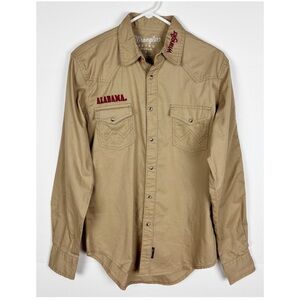 Wrangler Retro Pearl Snap Shirt Men’s Size Small Alabama Crimson Tide Tan
